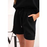 Kesi Włoski Women's butter set with a short-sleeved blouse and shorts with an elastic band black | Shoptok.si