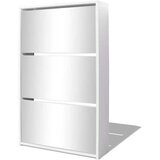vidaXL omarica za čevlje 3 nadstropna z ogledalom bela 63x17x102,5 cm | Shoptok.si