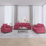  sedežna garnitura z blazinami 3-delna vinsko rdeč žam | Shoptok.si