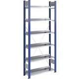 hofe Sestavljivi regal za fascikle, enostranski, višina 2000 mm, ŠxG 750 x 300 mm, osnovni regal, modre barve / pocinkana izvedba | Shoptok.si