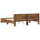  posteljni okvir z vzglavjem, inženirski les, starolesna, 185×203×70 cm | Shoptok.si
