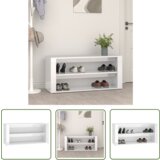 The Living Store Regal za čevlje visok sijaj bel 100x35x45 cm inženirski les - Stojalo Za Čevlje, (21744704) | Shoptok.si