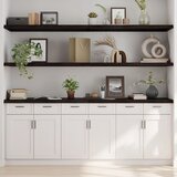 Maison Chic Stenska polica - Viseča Polica temno rjava 200x50x(2-4) cm trdna hrastovina, (21784818) | Shoptok.si