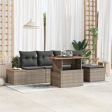 vidaXL Set s 6 dijelova Vrtni Kauč s jastučićima Sivi Poli Ratan | shoptok.hr