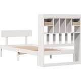 vidaXL Krevet s regalom za knjige bez madraca bijeli 75x190cm borovina | shoptok.hr