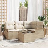 vidaXL 5-delni vrtni kavčni set z blazinami rjavega poly ratana | Shoptok.si