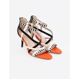 Shelvt Stiletto sandals with white and black straps | shoptok.hr