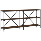 Maison Chic konzolna miza - miza ob steni rjav hrast 160x30x75cm inženirski les in železo, (21786293) Cene