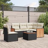 Maison Chic Seti vrtnega pohištva - Vrtna garnitura - Vrtni pohištvo set 6-delna z blazinami črna poli ratan, (21813220) | Shoptok.si