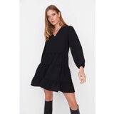 Trendyol Black Mini Wide Cut Textured Flounce Woven Dress | Eponuda.ba