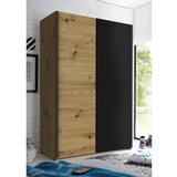 P & B omara z drsnimi vrati, črna, barve hrasta | Shoptok.si