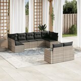 Maison Chic Seti vrtnega pohištva - Vrtna garnitura - Vrtni pohištvo set 9-delna z blazinami sv. siv poli ratan, (21798243) | Shoptok.si