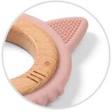 BabyOno Silikonsko drvena grickalica za zube Maca, Roza | shoptok.hr