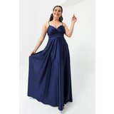 Lafaba Plus Size Evening Dress - Dark blue - Basic Cene