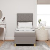 Box Postelja z vzmetnico z vzmetnico Taupe 80 x 200 cm blago, (5000126738) | Shoptok.si