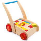  Voziček za učenje hoje z lesenimi kockami - 1 k. Cene