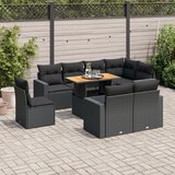 vidaXL 9-dijelni set vrtnih sofa s jastucima crni od poliratana | shoptok.hr