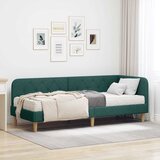 vidaXL Kotna postelja z vzmetnico Temno zelena 80 x 200 cm blago | Shoptok.si