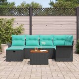  set vrtnog kavča s blazinami, črn, poli ratan, (22093382) | Shoptok.si
