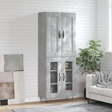 vidaXL Visoka komoda siva betona 69 5x34x180 cm od konstruiranog drva | shoptok.hr