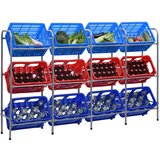 vidaXL Stojalo za 12 zabojev srebrno 190x33x116 cm jeklo | Shoptok.si