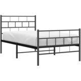  Metalni okvir kreveta uzglavlje i podnožje crni 90 x 200 cm | shoptok.hr
