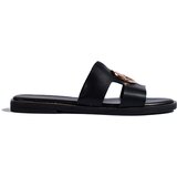 Shelvt Black flat flip-flops with gold decoration | shoptok.hr