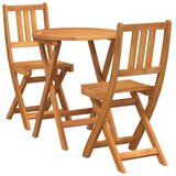 Bistro set 3 pcs Prirodna nafta Čvrsto drvo akacije | Eponuda.com