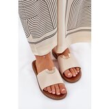 Boto Ladies Eco Leather Slippers With Decorative Details Beige Mevith | shoptok.hr