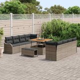  Set vrtnog namještaja od 11 dijelova s jastučićima siva poli ratan akacija 2-sjedalna vrtna sofa s jastučićima siva poli ratan | shoptok.hr