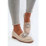 Kesi Women's flat-heeled loafers with brooch Beige D&A