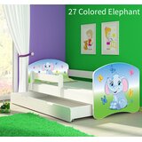  Dječji krevet ACMA s motivom, bočna bijela + ladica 180x80 cm 27 Colored Elephant | shoptok.hr