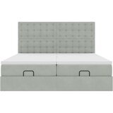 vidaXL Otomanski posteljni okvir z vzmetnicami siv 200x200cm žamet | Shoptok.si
