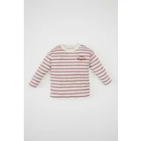 Defacto Baby Girl Crew Neck Striped Combed Cotton Long Sleeve T-Shirt