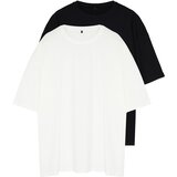 Trendyol Black-Ecru Men's Oversize 2 Pack Basic 100% Cotton T-Shirt | shoptok.hr
