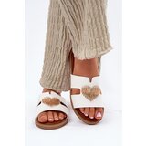 EVENTO Women's flat sandals with golden decoration white Karinma | Shoptok.si