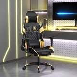  Masažna igraća stolica s osloncem crno-zlatna od umjetne kože | shoptok.hr