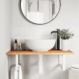  Zidna polica za umivaonik od čelika i masivnog bagremovog drva Smeđa 100 x 50 x 2 cm | Shoptok.si