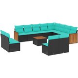vidaXL Vrtni set s jastucima 13 dijelova crni poliratan - Crna Sa stolom 1 | shoptok.hr