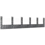 vidaXL gabion košara u-oblike s 6 stebri železo 620x20x150 cm | Shoptok.si