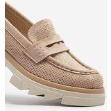 Resti Light brown women's openwork moccasins on a solid sole Ejina - Footwear | Shoptok.si