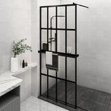  The Living Store Pregrada za tuš s polico črna 90x195 cm ESG steklo in aluminij - Stena Za Tuš, (21448183) Cene