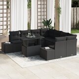 vidaXL 9-delni set vrtnih sof z blazinami črna poli ratan | Shoptok.si