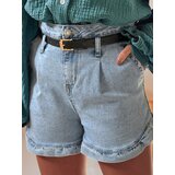 DStreet Spodenki damskie jeansowe z paskiem SHORT LOVER niebieskie | shoptok.hr