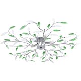 The Living Store Stropna svetilka s kristalnimi listi za 5 E14 žarnic zelena - Stropna Svetilka, (21383357) Cene