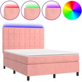  box spring s madracem LED ružičasti 140x200cm baršunasti | shoptok.hr