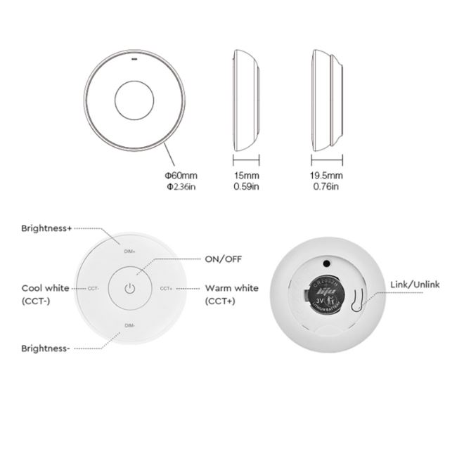 miboxer Mi-Light K2 mini daljinski upravljalnik - črn | Shoptok.si
