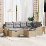  set 7 delni vrtni kavč z blazinami bež poli ratan, (22092768) | Shoptok.si
