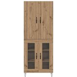  Visok predalnik 2 pcs Umetni hrast Inženirski les in steklo, (5000108158) | Shoptok.si