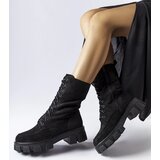 Gemre Black eco-suede treaded work boots Ines | ePonuda.com